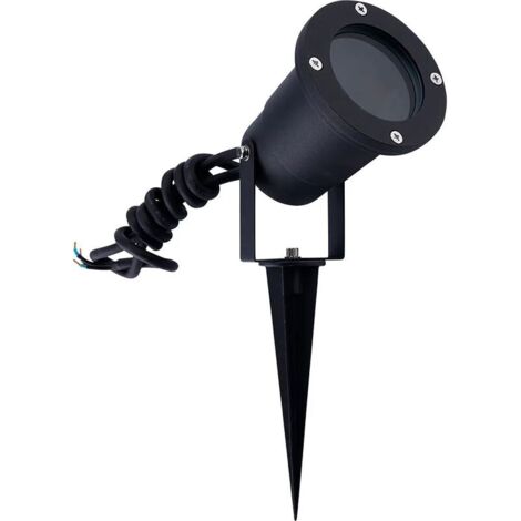 Projecteur à piquer LED aluminium noir IP65 – Raccord GU10 – Étanche pour éclairage extérieur – Angle de faisceau réglable