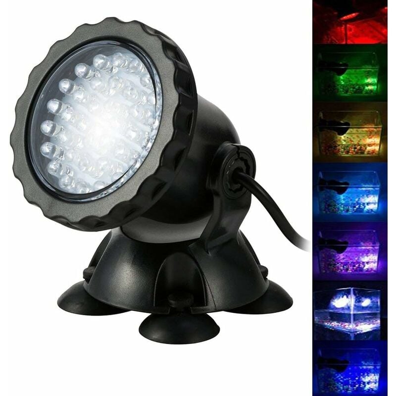 Projecteur Aquarium avec Base Lampe Spot Eclairage Submersible Multicolore Angle Réglable Lampe Sous-Marine Led Submersible Décoration Bassin Piscine