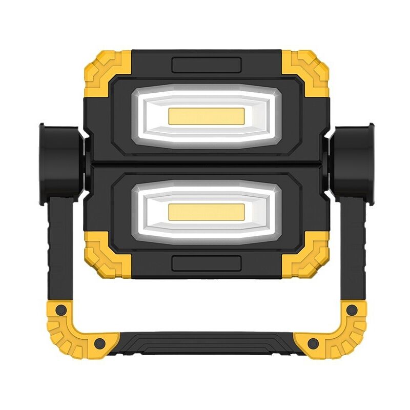 Projecteur Chantier Rechargeable Lampe : 20W LED Spot Portable Lumière de Travail, 2 COB 2000 Lumens USB Sans Fil Rotation à 360° Baladeuse Éclairage