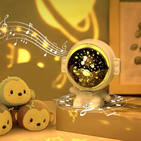 Projecteur Ciel Étoilé Astronaute, Rotation 360° avec 3 Thèmes + 8 Musiques Aide au Sommeil, 4 Modes d'Éclairage, Chargement USB, Veilleuse Enfant & Décoration Chambre (Design Astronaute)