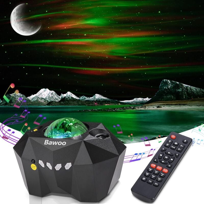 Projecteur Ciel Etoile Lampe projecteur étoilé Aurore Boréale led Veilleuse Enfant 48 Effets Éclairage avec Musique Bluetooth Télécommande pour