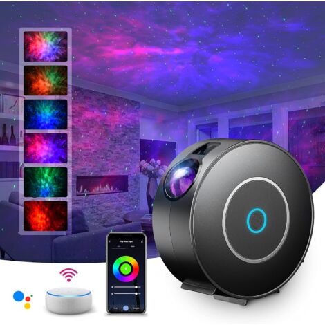 Projecteur Ciel Étoilé LED, Intelligent Projecteur Étoilé Veilleuse Projecteur Galaxie,Gradation/Contrôle vocal/Connexion WiFi/Minuterie,Chambre Décorer,Cadeau,Noël,Google Assistant (Noir)