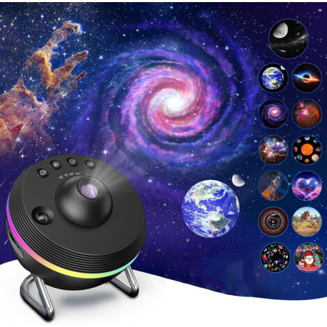Projecteur Ciel Etoile,13 en 1 Planetarium Projecteur,4K HD Projecteurs Galaxie avec Bande Lumineuse, Effet Météore Dynamique,Minuterie pour Enfant Adulte Et Décoration Chambre (Noir)