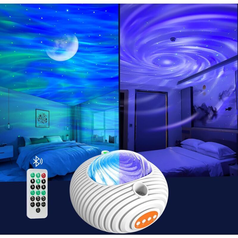 Projecteur Ciel Etoile,Double Effet Lampe Projecteur Galaxie Aurores boréales et voie lactée Projecteur Étoilé avec haut-parleur Bluetooth