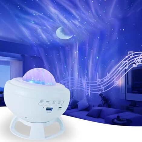 Projecteur Ciel Etoile,Lumière Boréale Veilleuse Enfant 8 Couleurs Bluetooth Musicale et Lumineuse Cadeaux pour Enfant,Projecteur Plafond,Veilleuse Adulte,Lumiere LED Decoration Chambre(Blanc)