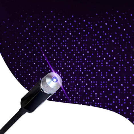 Projecteur d'Ambiance Voiture Universel LED Ciel Étoilé Lumière Romantique Bleu Violet