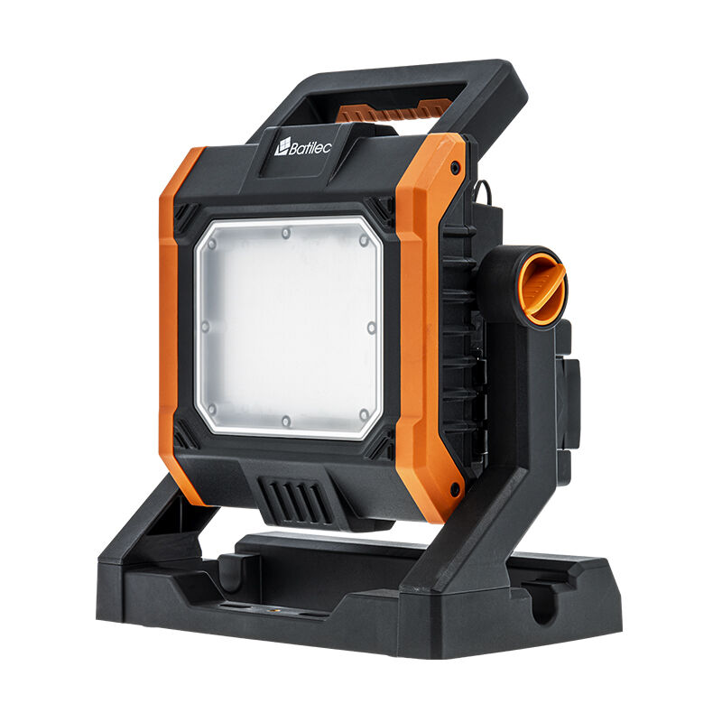 Projecteur de chantier 4000 lm + 5 adaptateurs 18-20V - ac/dc avec câble de 3 mètres - Compatible pour batterie Black & Decker, Bosch, Dewalt,