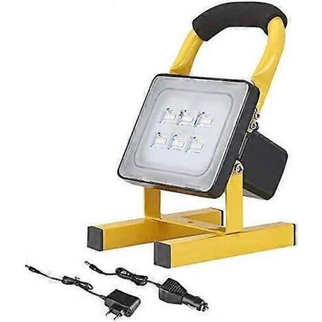 Projecteur de chantier LED 10 W, 1000 lm, rechargeable, blanc froid 6000 K