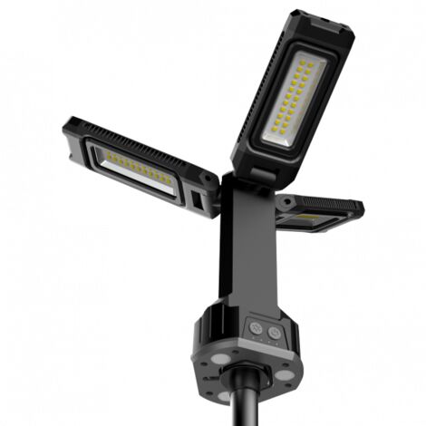Projecteur portatif LED rechargeable 70W – Flux lumineux 7000 lumens – Trépied réglable 94-183 cm – Pour chantiers et événements extérieurs – Woltz