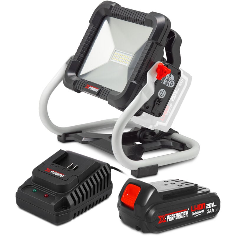 Projecteur de chantier rechargeable 20V avec batterie 2Ah - X Performer