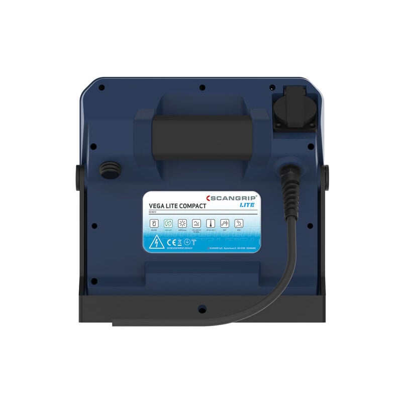 Projecteur led vega lite compact : Robuste et Léger, avec Prise de Courant Intégrée, Résistante aux Chocs,Intérieurs/Extérieurs, avec Support de