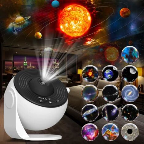 Projecteur de ciel étoilé amélioré, projecteur de planétarium domestique, lampe ciel étoilé pour chambre, enfants et adultes avec 16 disques planétaires, projecteur lune/nébuleuse/galaxie, projecteur