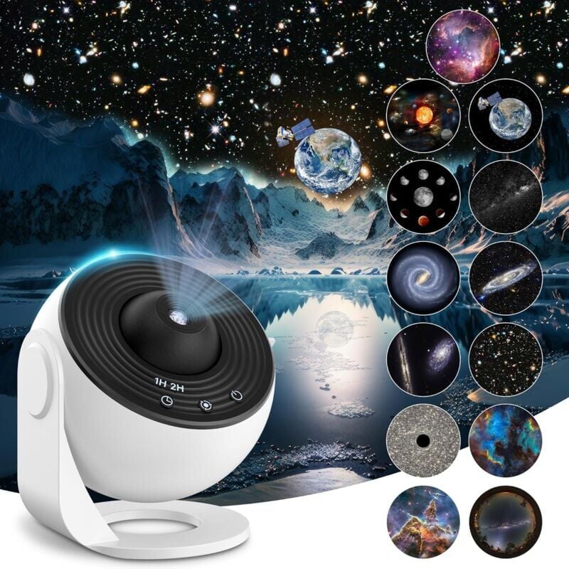 SNQ - Projecteur de ciel étoilé hd 13 en 1 pour plafond haut, planétarium rotatif à 360 °, veilleuse, ciel étoilé, système solaire, lune, nébuleuse,
