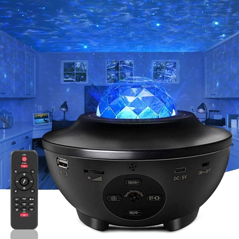 Projecteur de ciel étoilé LED, projecteur galactique avec télécommande, projecteur de lumière étoilée avec Haut - parleur Bluetooth/étoile/vague