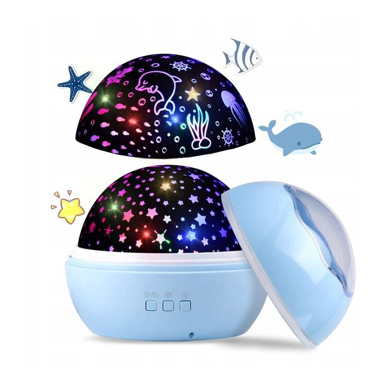 Projecteur de ciel étoilé à LED, veilleuse pour bébé, lampe de projection 2 en 1 du monde de l'océan avec câble USB, changement de 8 couleurs pour la