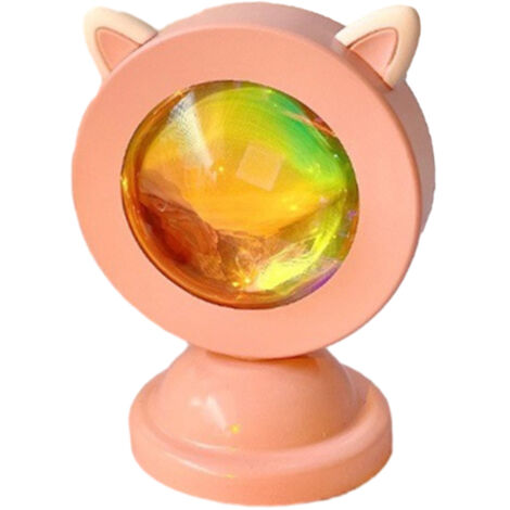 Projecteur de coucher de soleil, oreilles de chat mignonnes, rose, USB, arc-en-ciel, rouge, veilleuse LED, projection solaire
