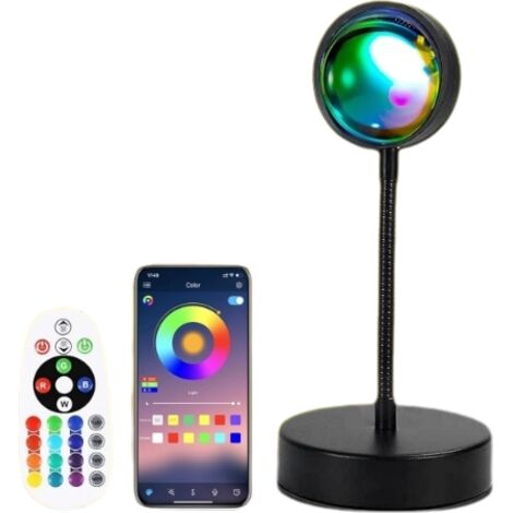 Projecteur de coucher de soleil,360°Guirlande lumineuse arc-en-ciel rotative, idéale pour la décoration de chambre