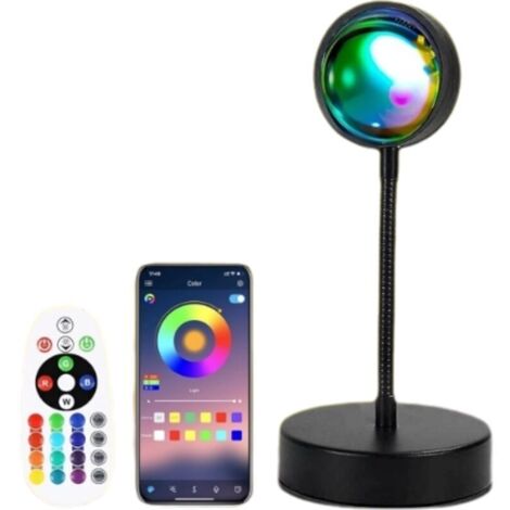 Projecteur de coucher de soleil,360°Guirlande lumineuse arc-en-ciel rotative, idéale pour la décoration de chambre