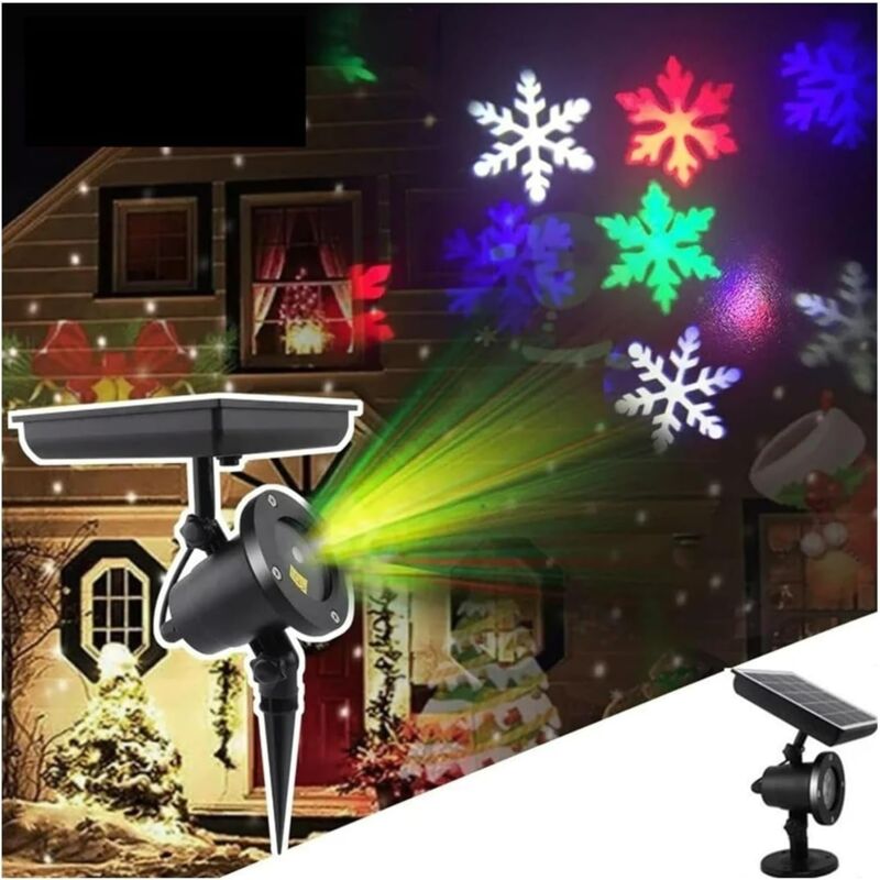 Projecteur de décoration, projecteur de flocons de neige de Noël à énergie solaire, projecteur de chutes de neige étanche, extérieur Lampe de jardin
