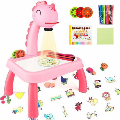 Projecteur de dessin pour enfants, Table Peinture par Projection pour Enfants trace et dessine avec lumière et musique, projecteur de table de dessin de peinture jouet pour tout-petits pour