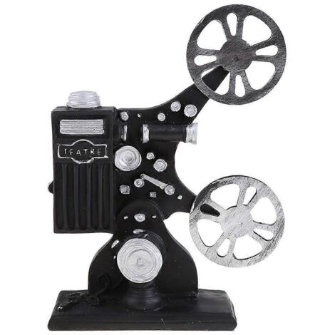 Projecteur de film rétro nostalgique, figurine en résine modèle décoratif pour cinéma maison, sculpture de collection vintage.