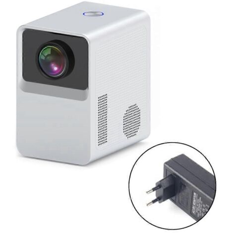 Projecteur de films portable d'extérieur 1080p pour boîtier TV, clé USB et lecteur DVD - Prise UE - Blanc