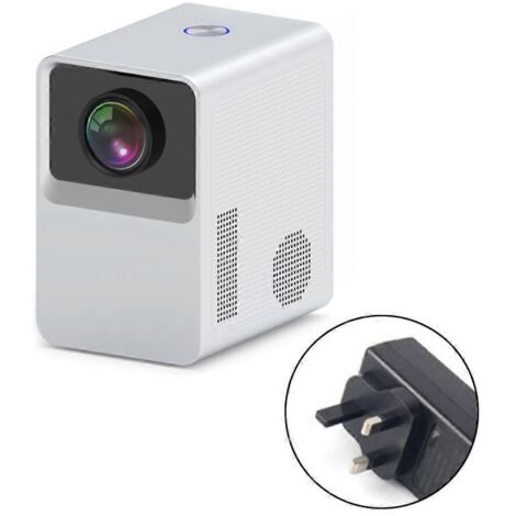 Projecteur de films portable d'extérieur 1080p pour TV, boîtier, clé et lecteur DVD - Prise britannique - Blanc