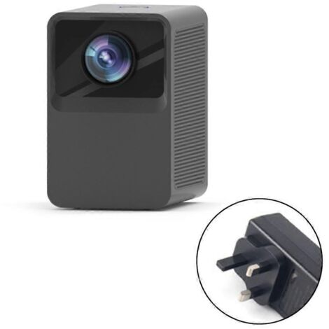 Projecteur de films portable d'extérieur 1080p pour TV, boîtier, clé et lecteur DVD - Prise britannique - Noir