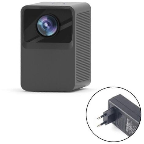 Projecteur de films portable d'extérieur 1080p pour TV, boîtier, clé et lecteur DVD - Prise UE - Noir