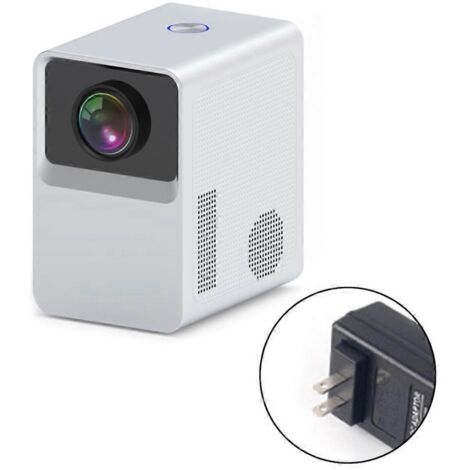 Projecteur de films portable d'extérieur 1080p pour TV, boîtier, clé et lecteur DVD - Prise US - Blanc