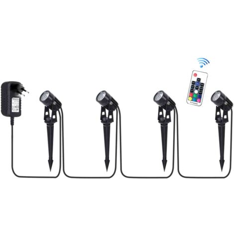 Projecteur de jardin extérieur RGB – Projecteur de sol multifonctionnel 4 en 1, changement de couleur, étanche, avec douille de sol, convient pour l'éclairage décoratif des fêtes, des patios et du jar