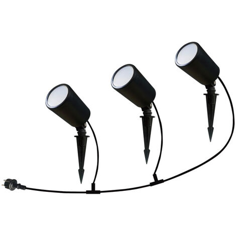 Projecteur de jardin LED V-TAC Picket 3x7W Google/Alexa Noir CCT RGB+3en1 Dimmable IP65