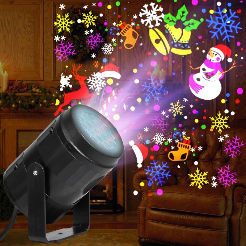 Projecteur lumineux Noël extérieur/intérieur – LED étanche – Projection 270° – 9 motifs animés – Eclairage décoratif haute définition