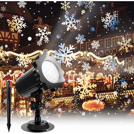 MUMU Projecteur de Noel Neige, IP65 Étanche Projecteur de Lumière LED de Flocon de Neige Lamps de Projection pour Intérieur et Extérieur Jardin Pelouse Maison Fête Festival Décoration