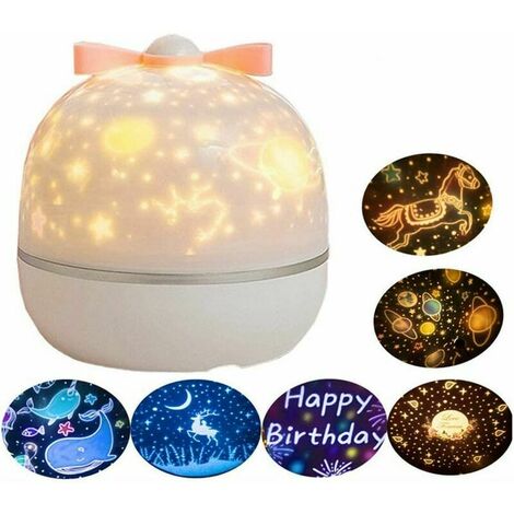 Projecteur de nuit étoilée pour enfants, veilleuse rotative pour enfants avec 6 films Cerf étoilé Océan Rose Garden Constellation Trojan enfantin, cadeau de veilleuse pour bébé dans la chambre à couch