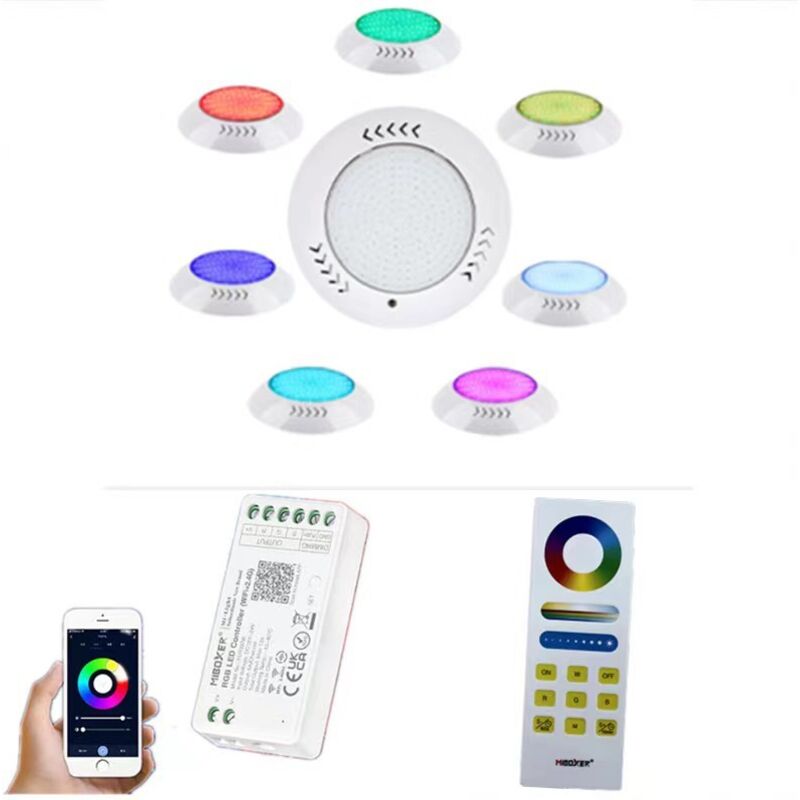 Projecteur de piscine RVB multicolore 30 W, lumières LED submersibles étanches IP68 avec télécommande pour décoration de piscine, fontaines de