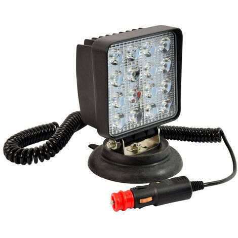 Projecteur de travail LED carré 48W aimenté 12V - 24V - allume cigares 105 mm