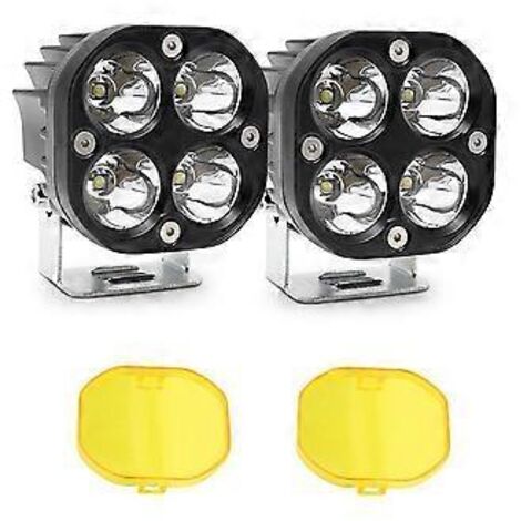 Projecteur de travail LED de 7,6 cm (3 pouces) avec lentille ambrée, feu antibrouillard et lampe de conduite pour voiture, moto, quad, SSV, camion et tracteur.