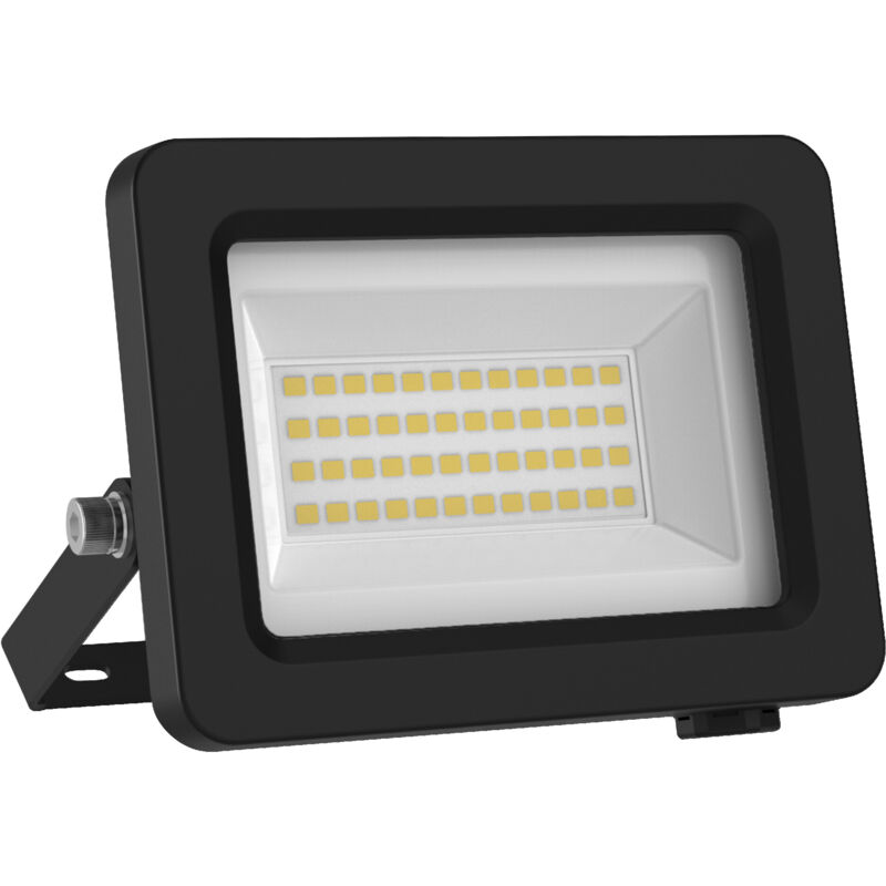Led floodlight with energy efficiency class a, black aluminium housing, 15 w, 2,600 lm, for outdoor applications, compact design, light weight, easy