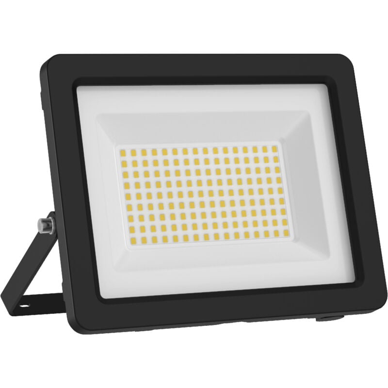 Led floodlight with energy efficiency class a, black aluminium housing, 24.5 w, 4600 lm, for outdoor applications, compact design, light weight, easy