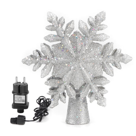 Projecteur d'Étoile de Neige Rotatif pour Sapin - Lampe LED Décorative avec Projection Neigeuse - Alimentation 220‑240V EU