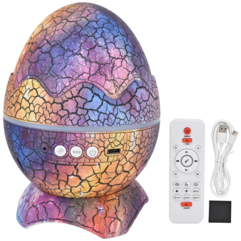 Projecteur d'étoiles en forme d'œuf de dinosaure à angle réglable, veilleuse Bluetooth à bruit blanc avec télécommande