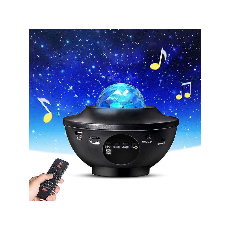 Projecteur d'étoiles LED avec haut-parleur intégré pour chambre à coucher, veilleuse d'ambiance multicolore noire