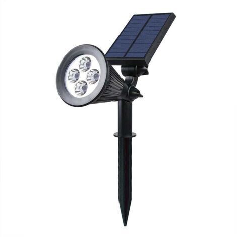 Projecteur d'extérieur étanche UlisemSolar 4 LED 2 en 1, lumière blanche, plastique intégré, 2 W, blanc, 29 x 9,5 x 34 cm (1 paquet)