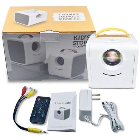 Projecteur domestique avec ports USB/AV/audio, compatible 1080p, prise UE/US, prise UE jaune