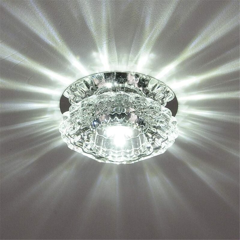 Projecteur En Cristal Plafonnier Moderne Spot Lumineux Led Pour Hall D'Entrée, Blanc Froid