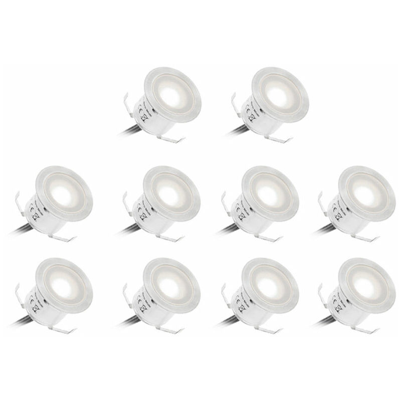 Projecteur etanche Ip67 Encastre a Led, 0.6W 500Lm, 32Mm, Blanc, 10Pcs