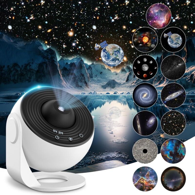 Projecteur Etoile Plafond 13 en 1 Projecteur Planetarium rotatif 360° veilleuse projecteur ciel étoile avec système solaire lune nébuleuse Galaxie