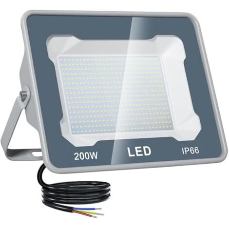 Projecteur extérieur LED 200W, Spot LED Extérieur IP66 étanche 20000 lumens blanc froid 6500K projecteur led extérieur lot de 1, Eclairage Exterieur pour jardin cour entrepôt Garage