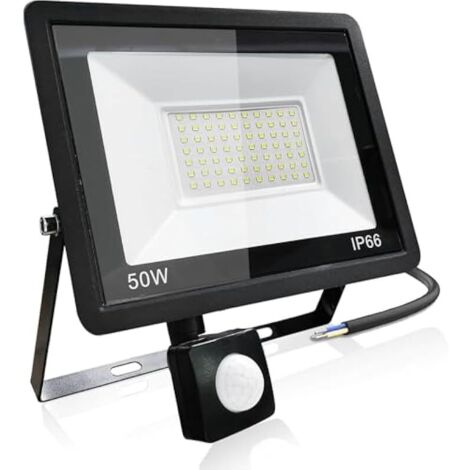 Projecteur extérieur LED Detecteur de Mouvement 50W, 5000LM Spot LED Extérieur IP66 étanche Projecteur blanc froid 6500K, Eclairage pour jardin cour Garage